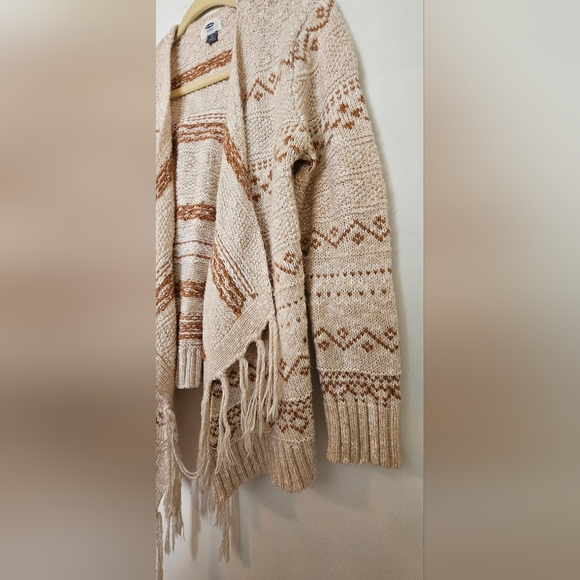 Old Navy Sweaters Fringed Cotton Blend Southwestern Boho Waterfall Cream Size L - Picture 4 of 8